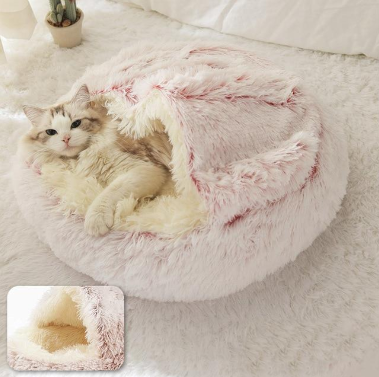 HappyPaws Store™ Soft Plush Pet Bed with Cover Round