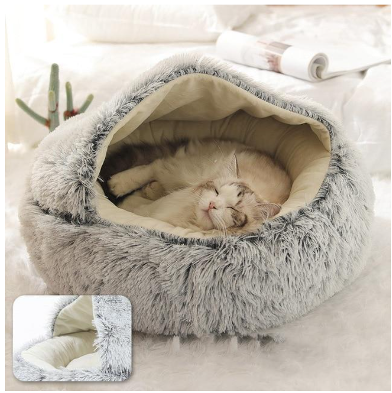 HappyPaws Store™ Soft Plush Pet Bed with Cover Round