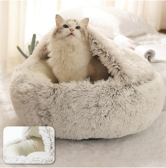 HappyPaws Store™ Soft Plush Pet Bed with Cover Round