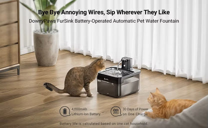 HappyPaws Store™ 2.5L Auto Stainless Cat Fountain 4000mAh